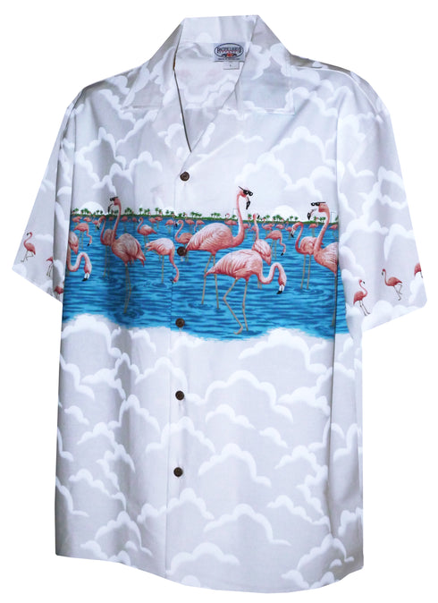 Pacific Legend Mens S to 4X Pink Flamingo Chest Band Shirt